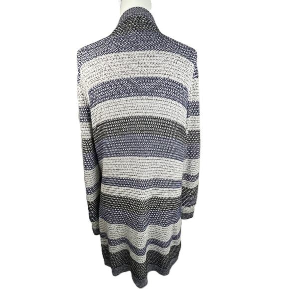 Westport 1962 XL Knit Cardigan Open‎ Front Blue Black Oatmeal Tan Metallic - Picture 2 of 15